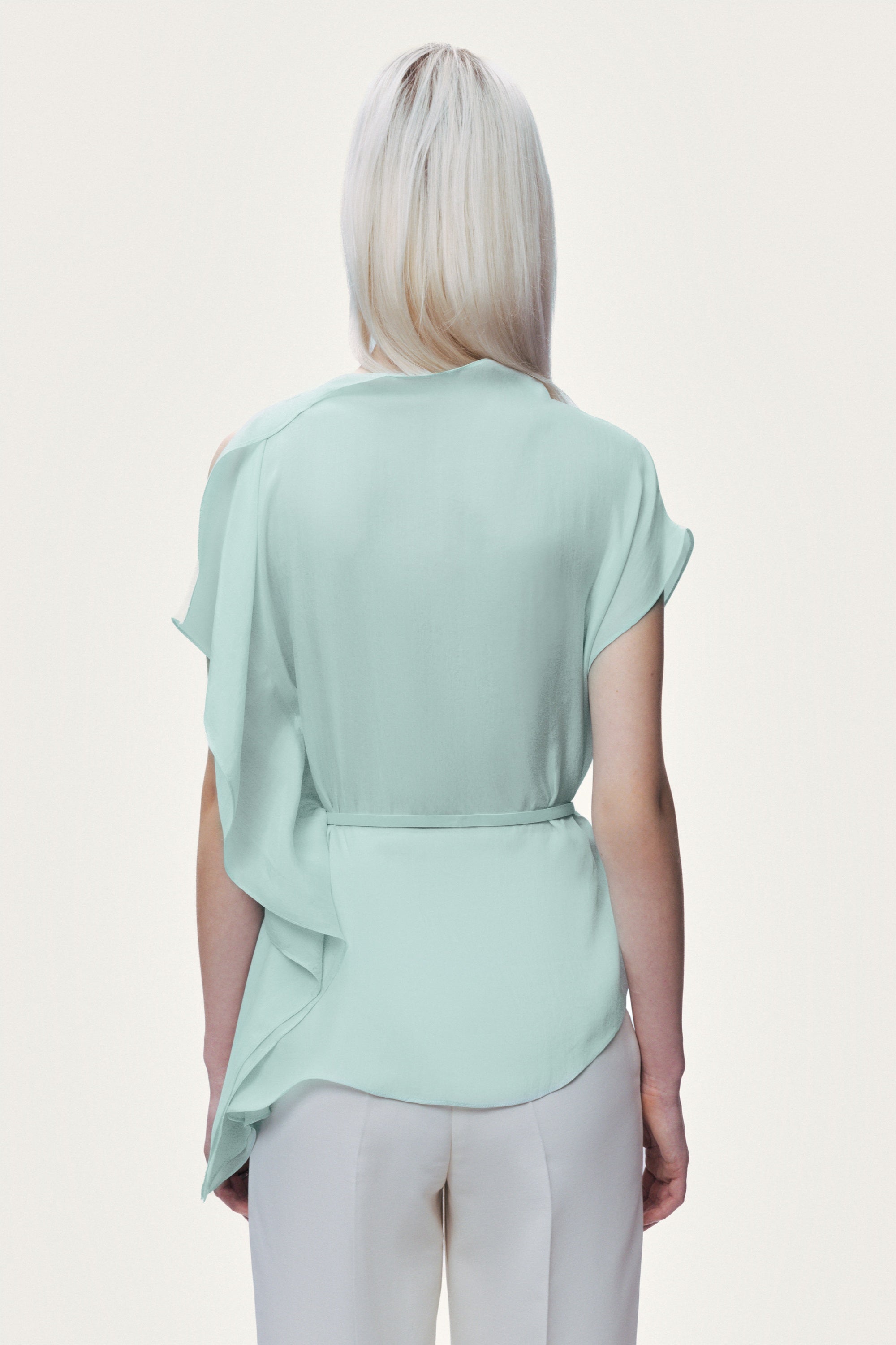 Belt Detail Asymmetric Blouse
