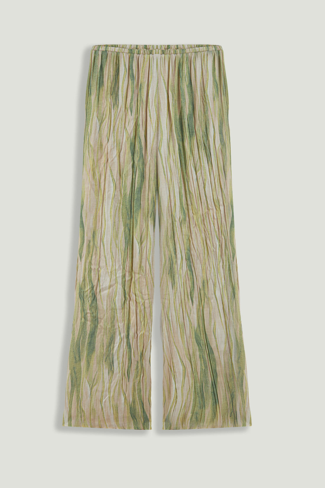 Green Abstract Print Straight Leg Trousers