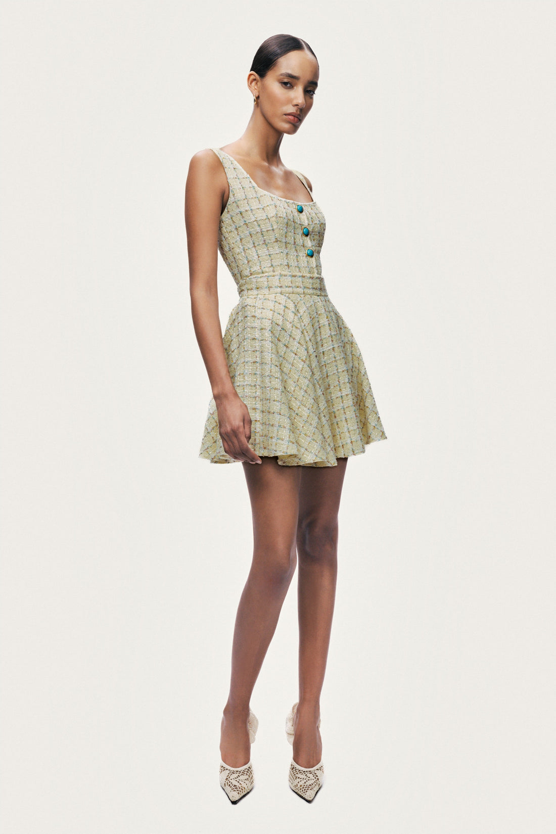 Ruffle Tweed Mini Skirt