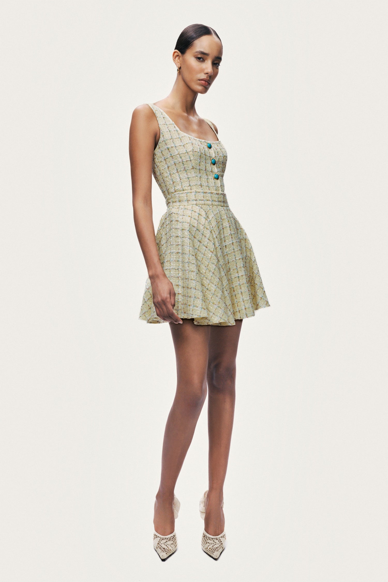 Ruffle Tweed Mini Skirt
