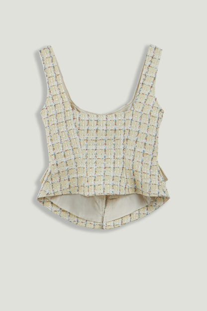 Button Accessory Tweed Bustier