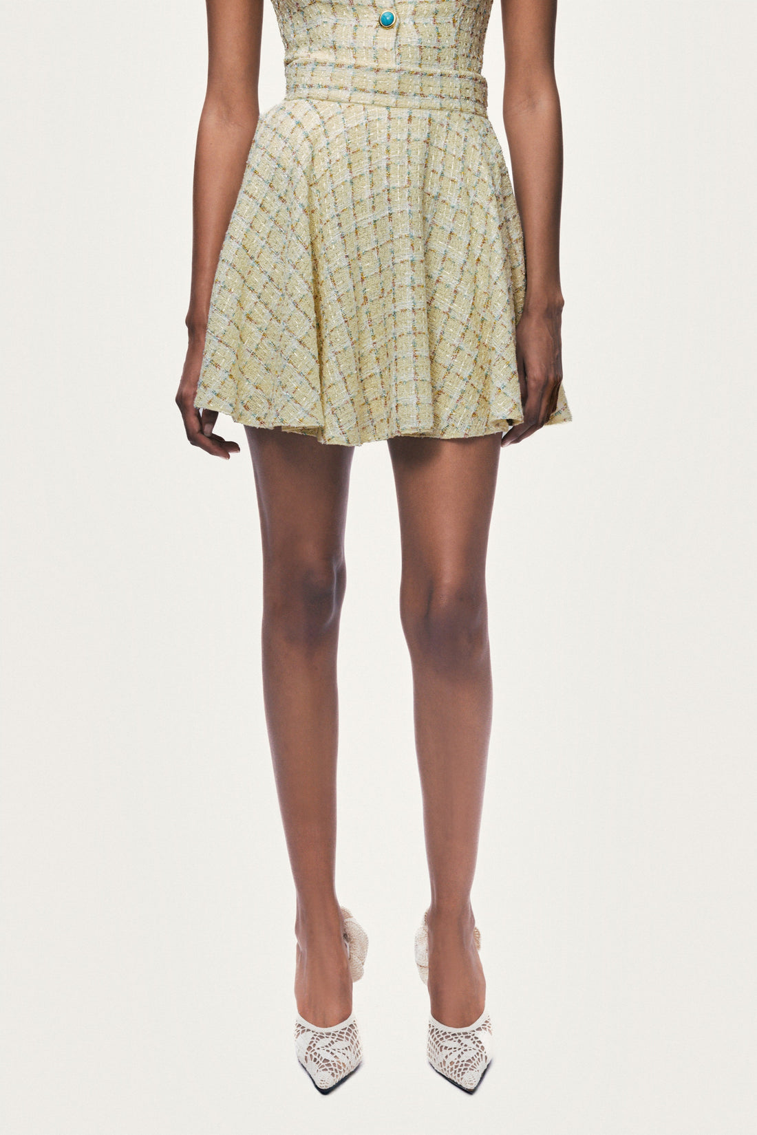 Ruffle Tweed Mini Skirt