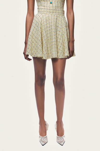 Ruffle Tweed Mini Skirt