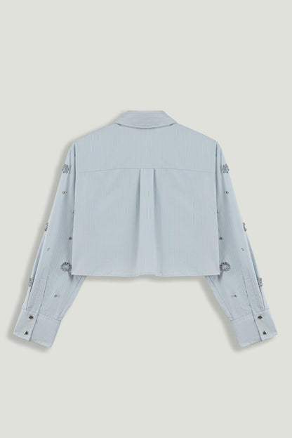 Stone Detail Crop Shirt
