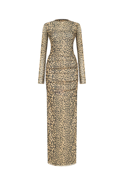 Leopard Print Long Sleeve Dress