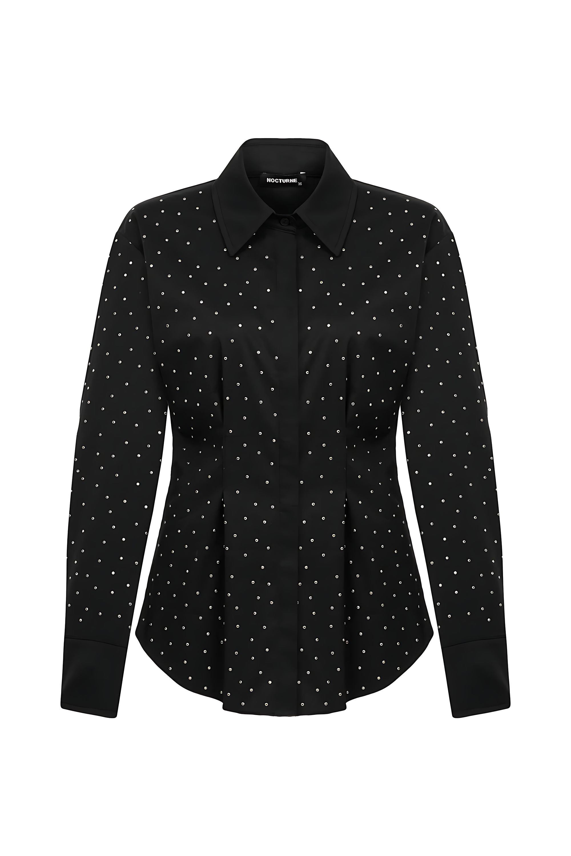 Rhinestone Embroidered Button-Up Shirt