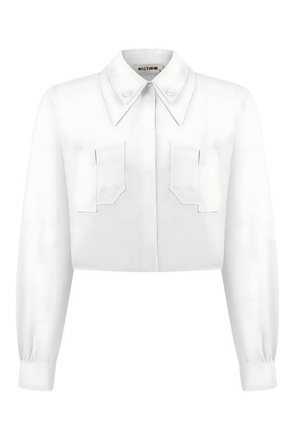 Double Collar Cotton Button-Up Shirt