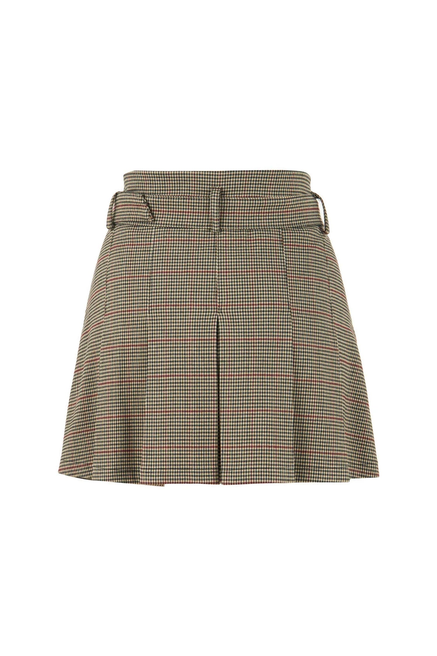 Belted Pleated Mini Skirt